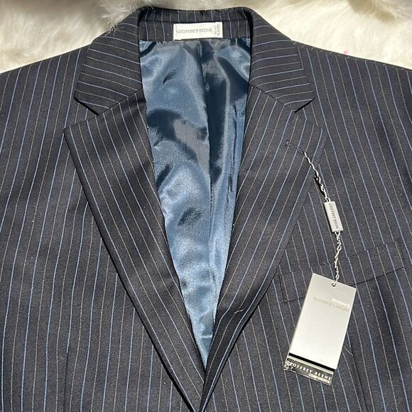 GEOFFREY BEENE Blended Luxery navy blue pinstriped Blazer 42L C36